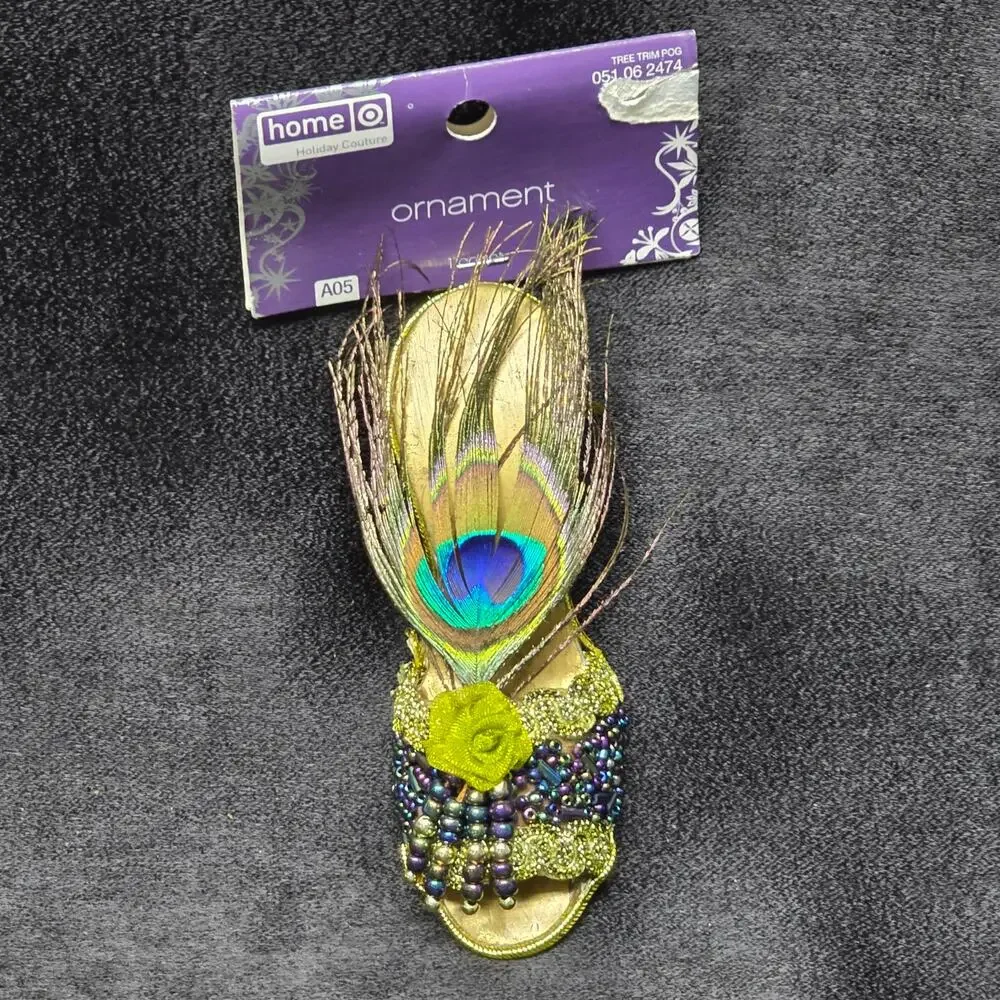 Target Home Holiday Couture Peacock Feather High Beaded Heel Christmas Ornament